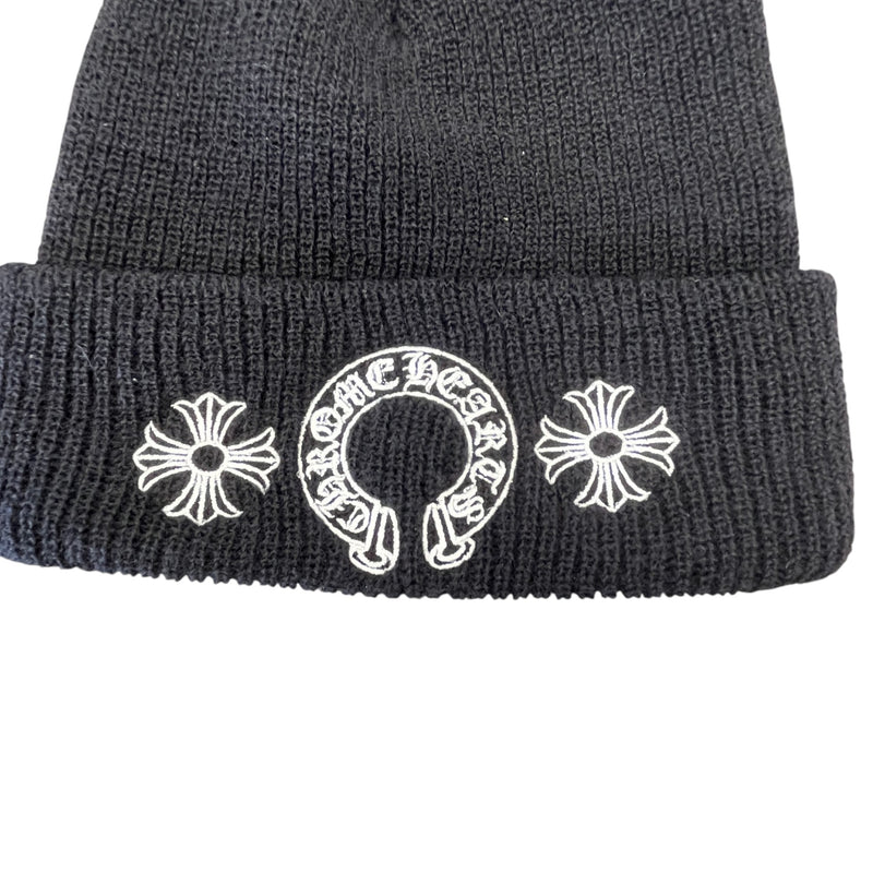 Men's Embroidered Logo Knit Beanie Black