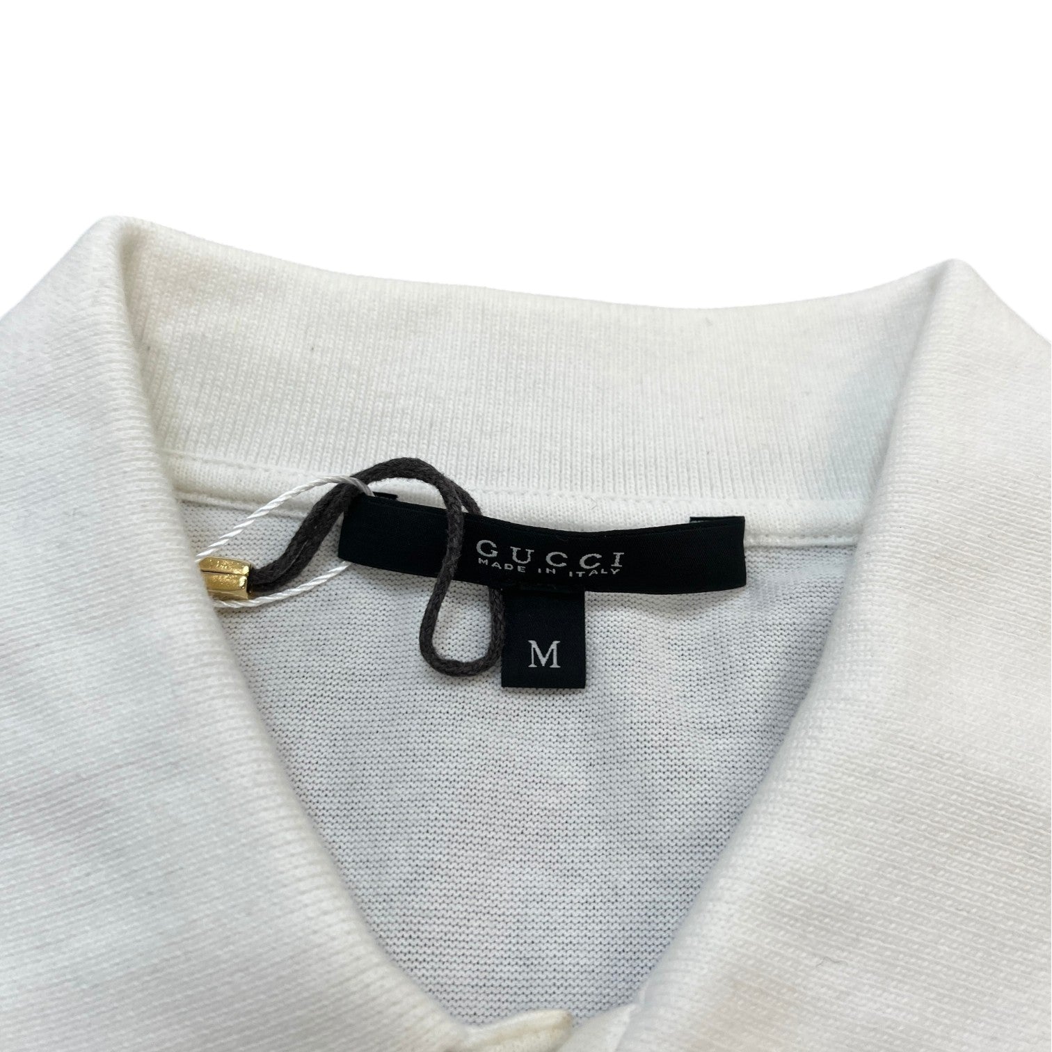 Men's Web Stripe Polo Shirt White Size M - Photo 6