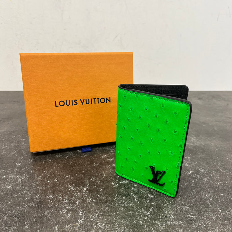 Men's Ostrich Pocket Organizer Wallet Green