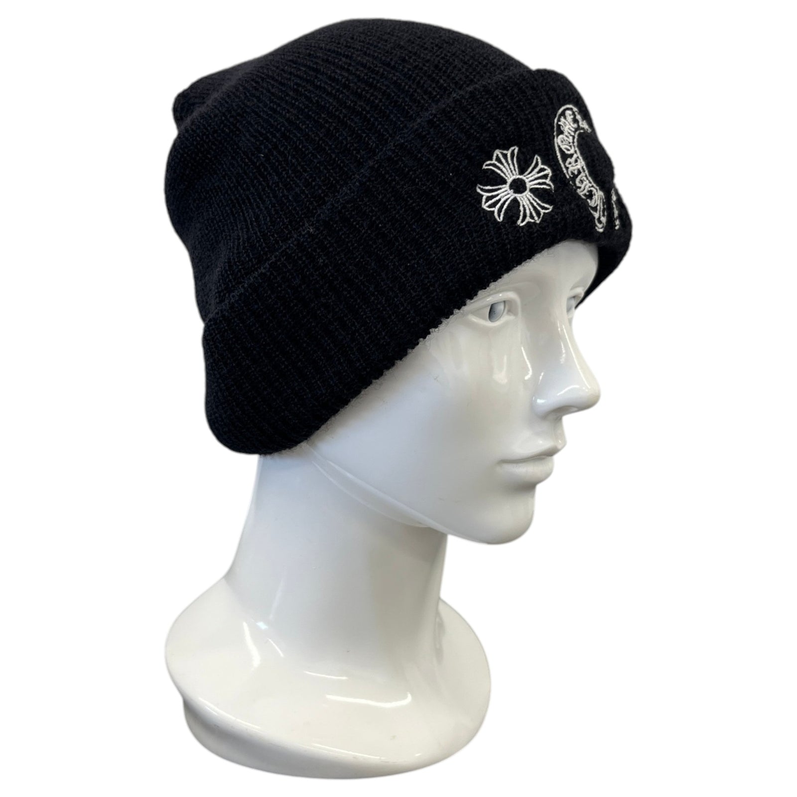 Men's Embroidered Logo Knit Beanie Black - Photo 3