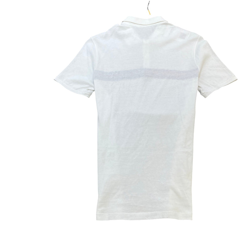 Men's Web Stripe Polo Shirt White Size M