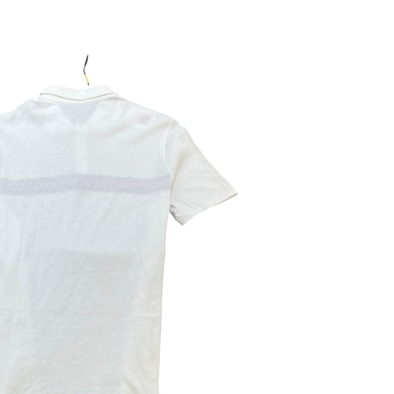 Men's Web Stripe Polo Shirt White Size M