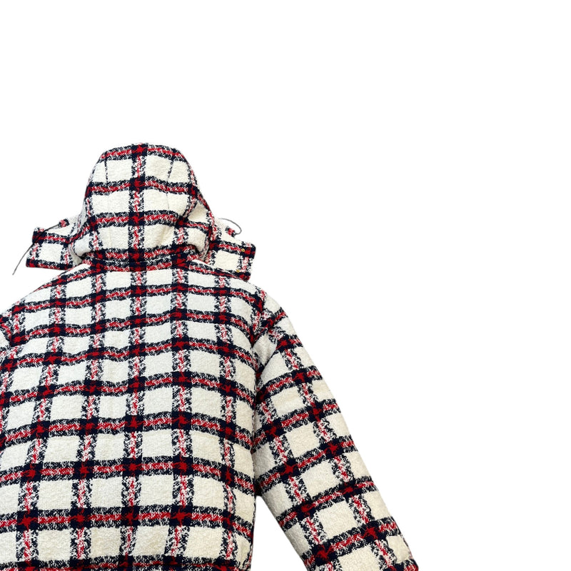 Women's Tweed Plaid Check Down Jacket White Size M / UK 10