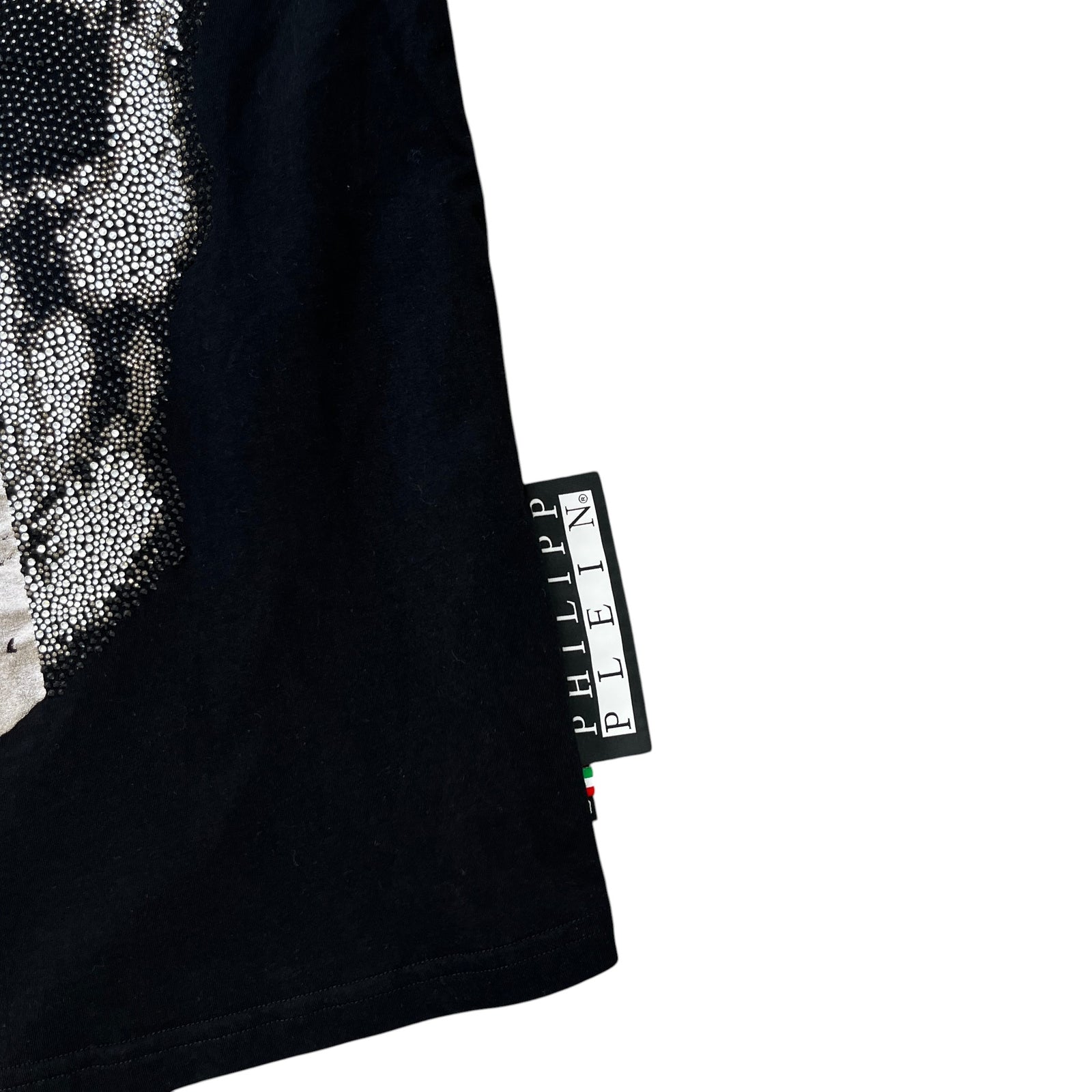 Men's Rhinestone Embellished Skull T-Shirt Black Size L - Photo 6
