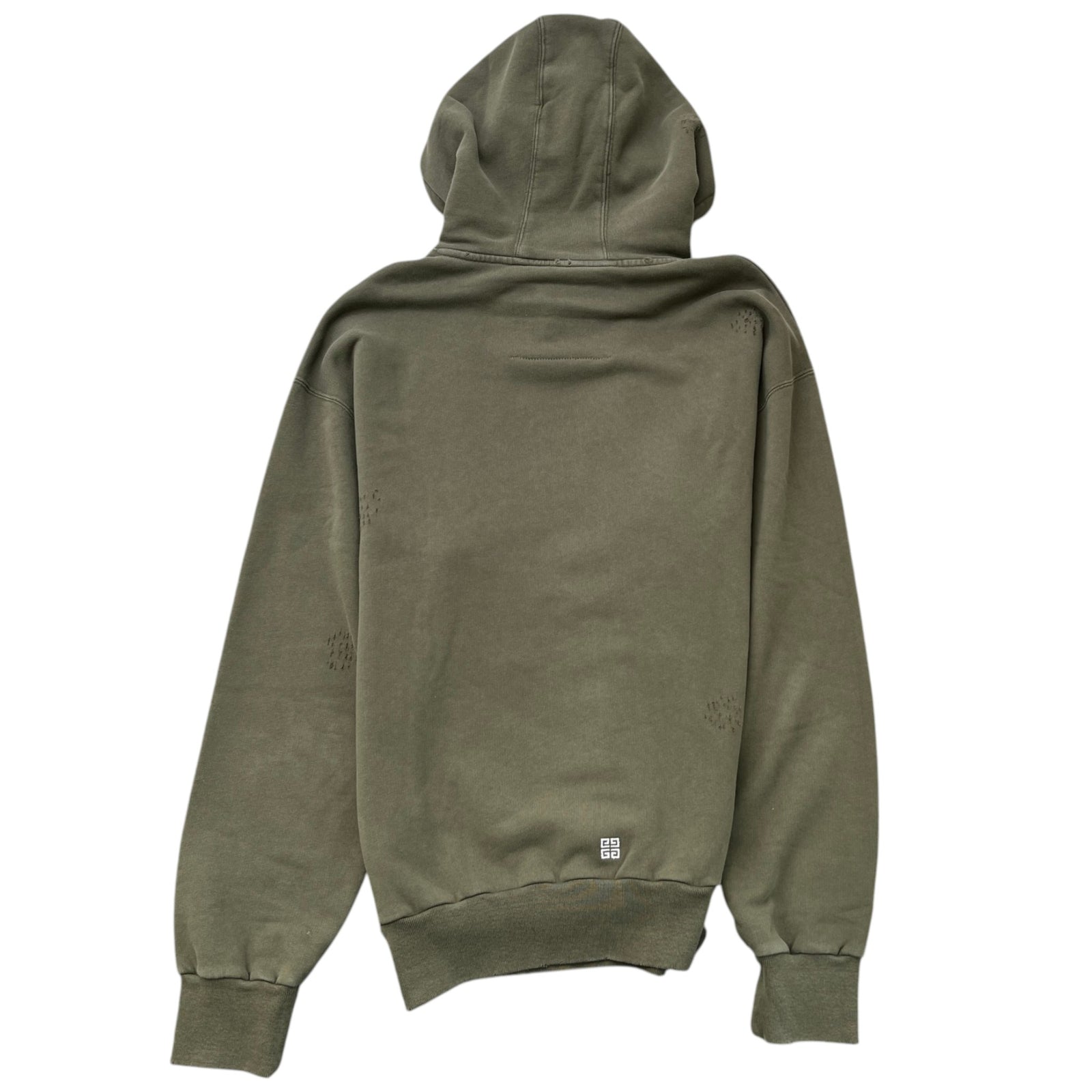 Men's Distressed Logo Hoodie Khaki Size M - Photo 2
