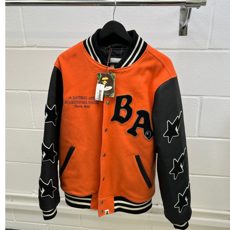 Men's Logo Varsity Jacket Orange Size XL