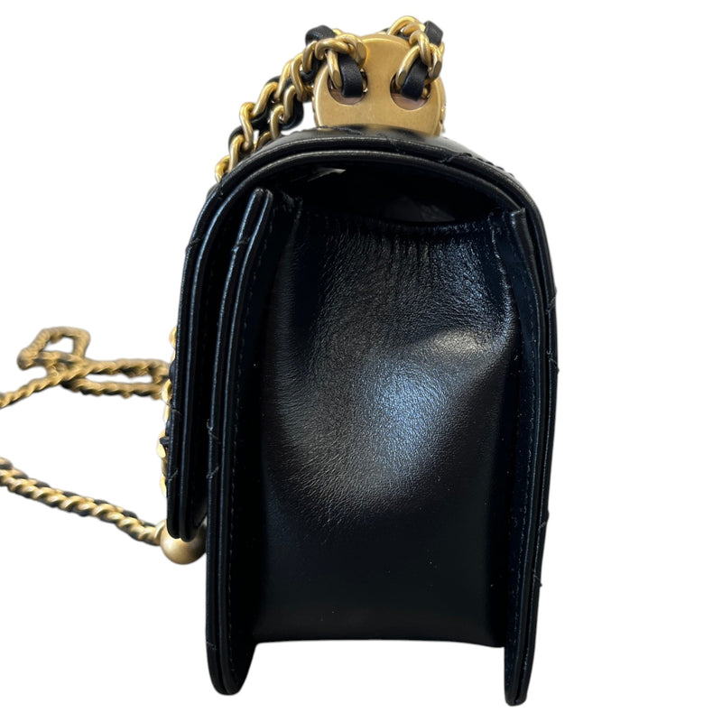 Women's Calfskin CC Small Perfect Fit Flap Handbag Black