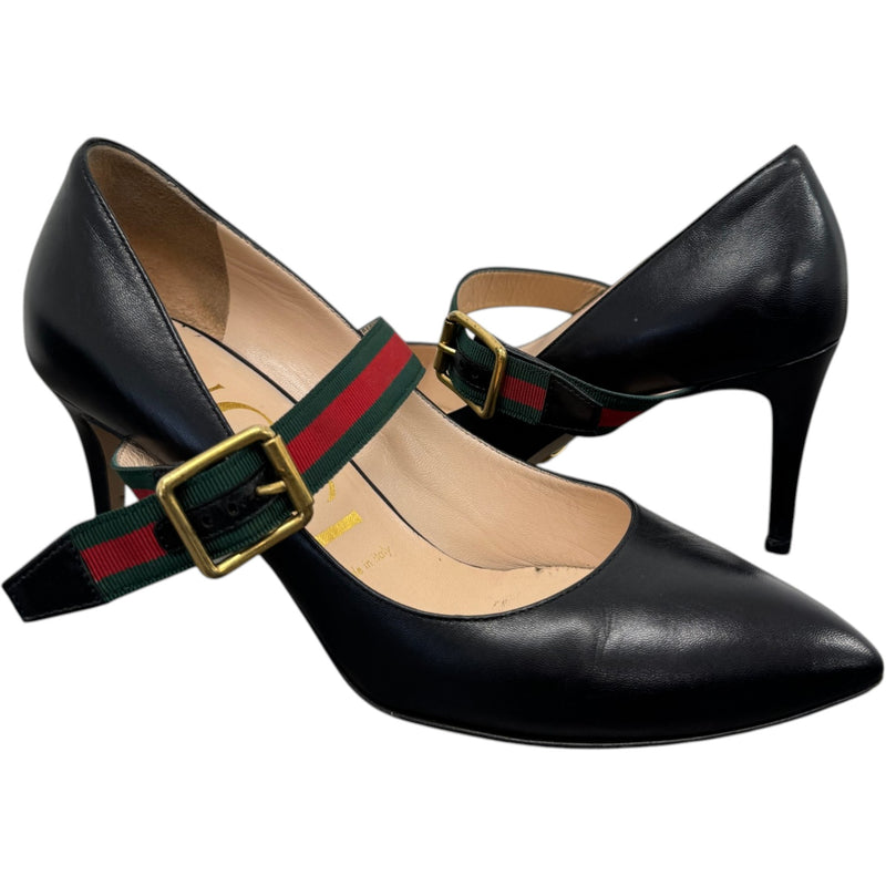 Women's Web Strap Heels Black Size UK 4.5 / EU 37.5