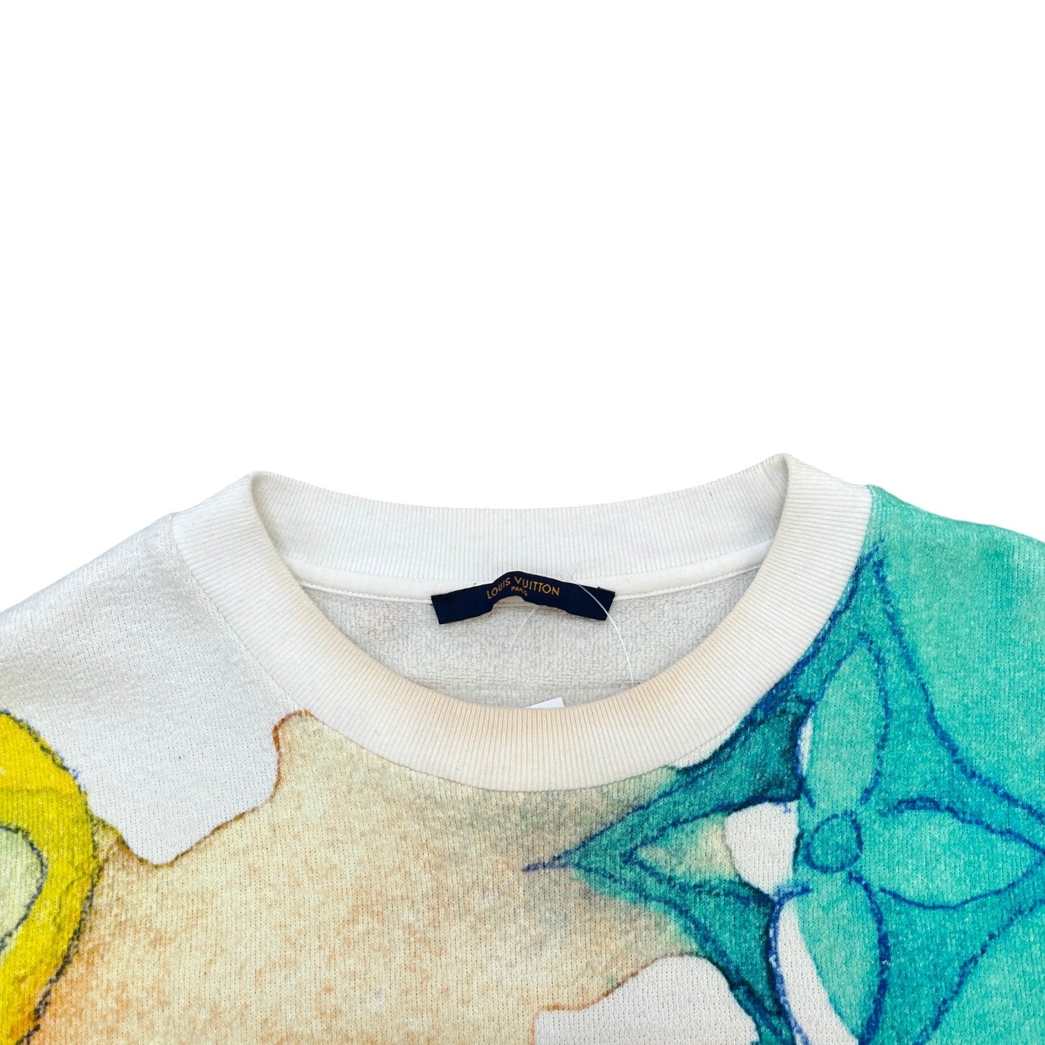 Men's Watercolor Giant Monogram Sweatshirt White Size L - Photo 5