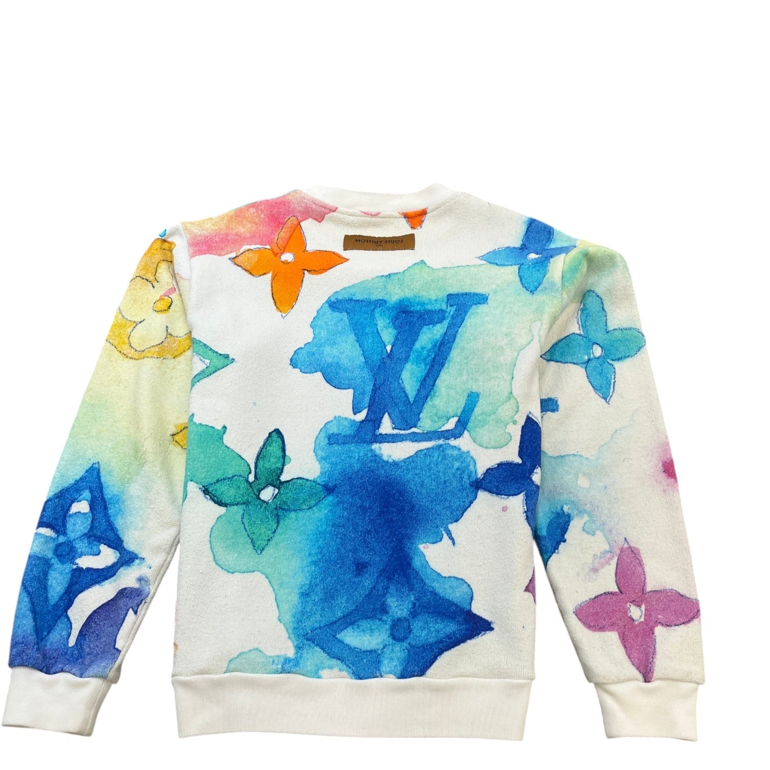 Men's Watercolor Giant Monogram Sweatshirt White Size L - Photo 2
