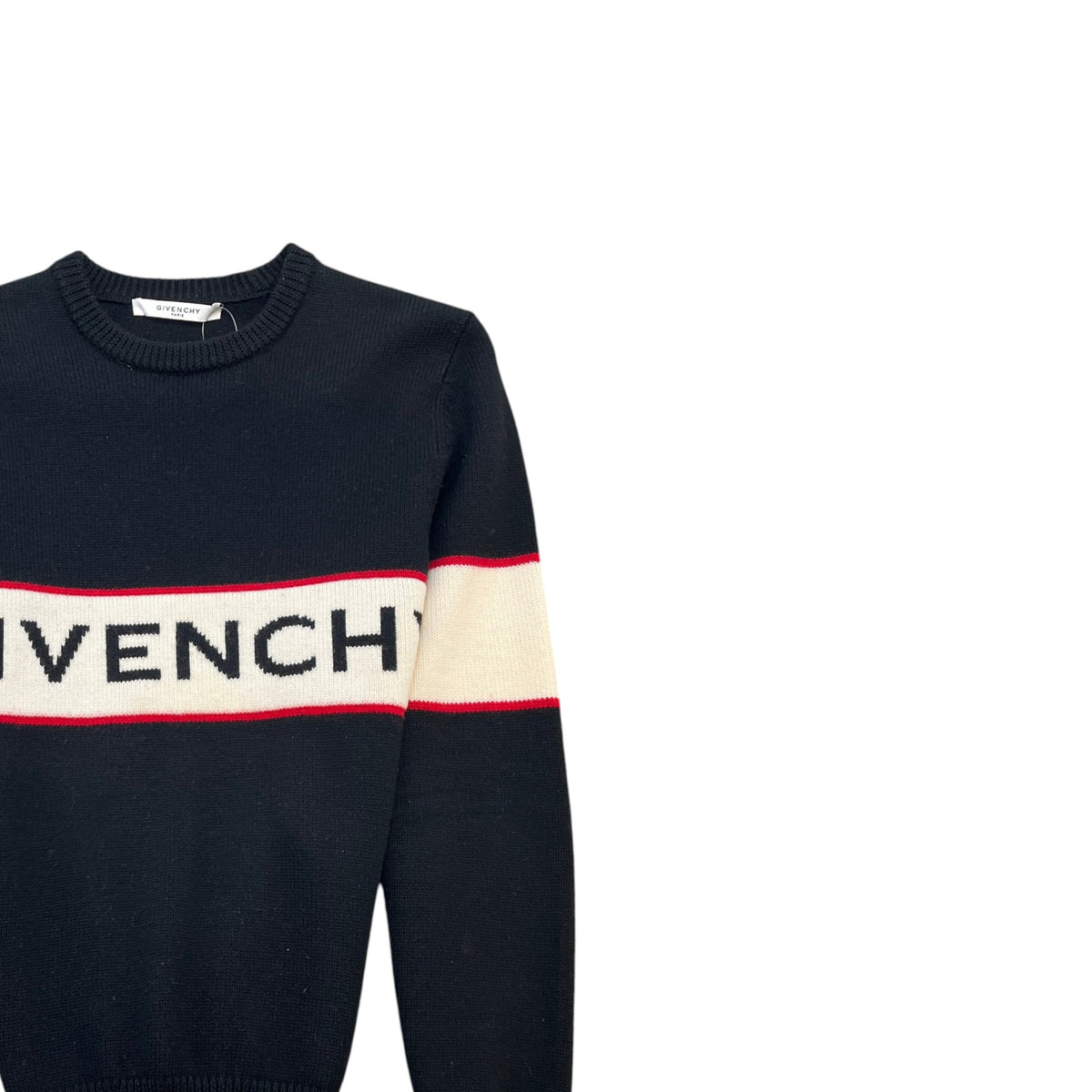 Men's Stripe Logo Knit Sweatshirt Black Size S - Photo 3