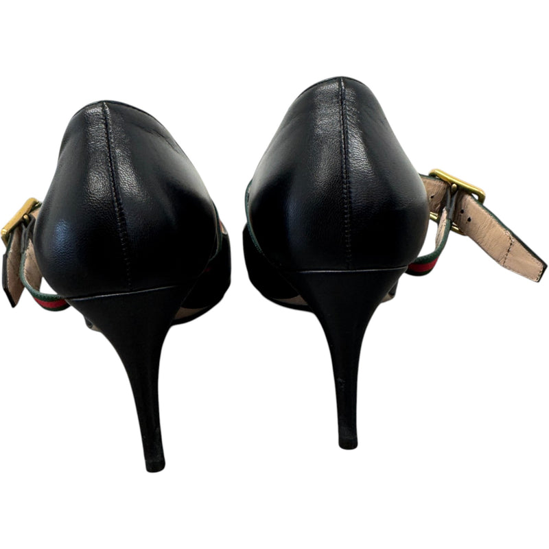 Women's Web Strap Heels Black Size UK 4.5 / EU 37.5