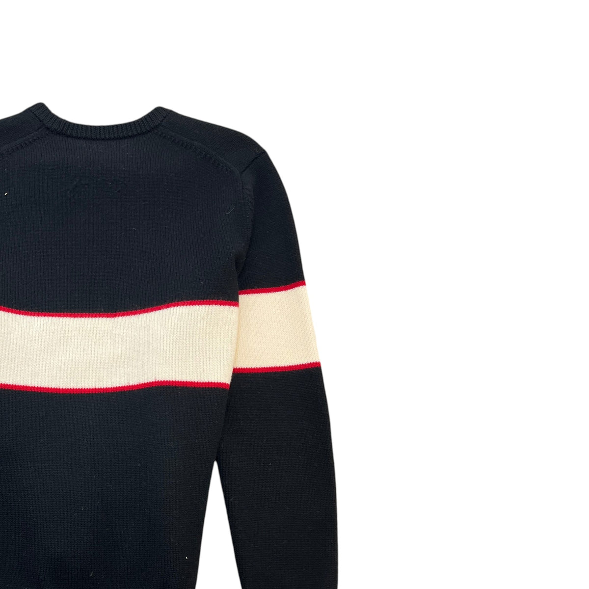 Men's Stripe Logo Knit Sweatshirt Black Size S - Photo 4