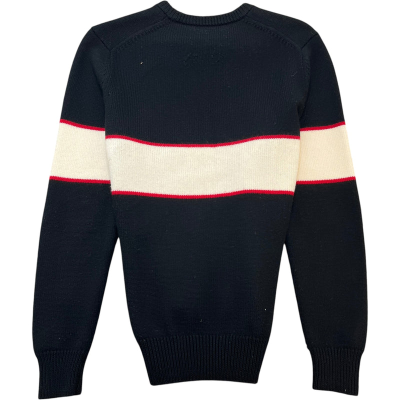 Men's Stripe Logo Knit Sweatshirt Black Size S