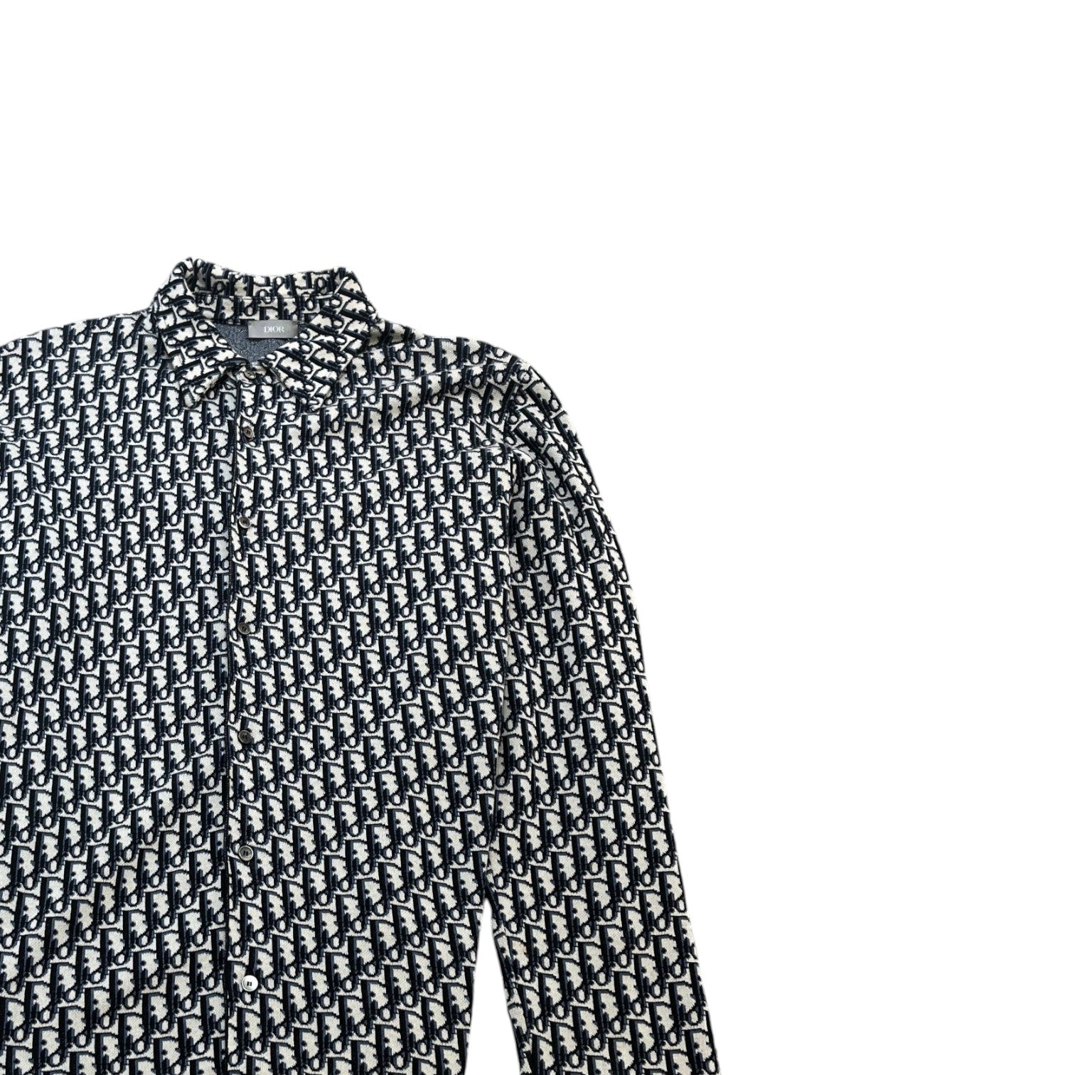 Men's Oblique Long Sleeve Shirt Navy Size M - Photo 3