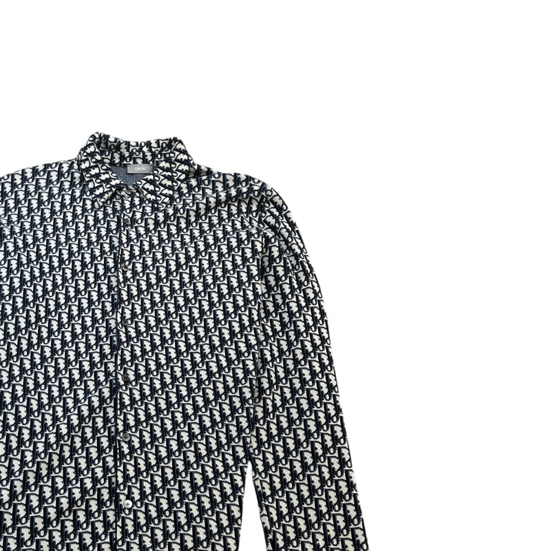 Men's Oblique Long Sleeve Shirt Navy Size M