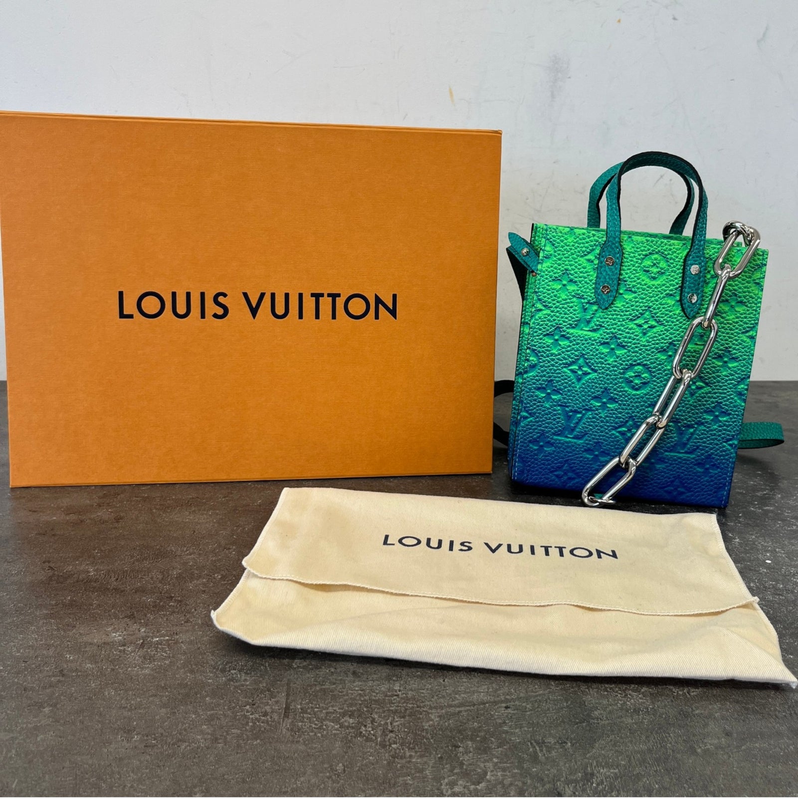 Men's X Abloh Mini Sac Plat Illusion Bag Green - Photo 13