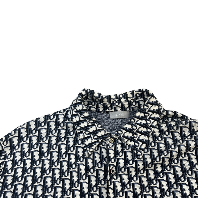 Men's Oblique Long Sleeve Shirt Navy Size M
