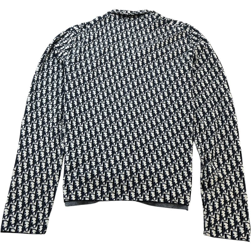 Men's Oblique Long Sleeve Shirt Navy Size M