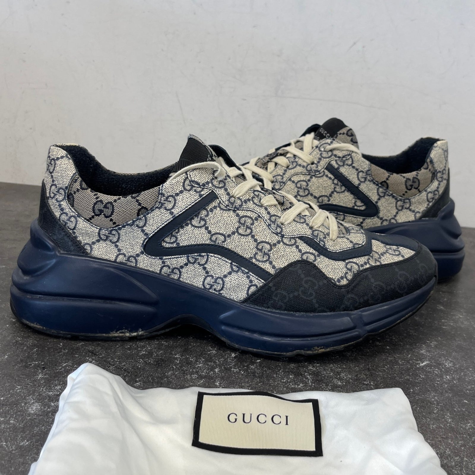 Men's Rhyton GG Supreme Low Trainers Navy Size UK 10 / EU 44 - Photo 12