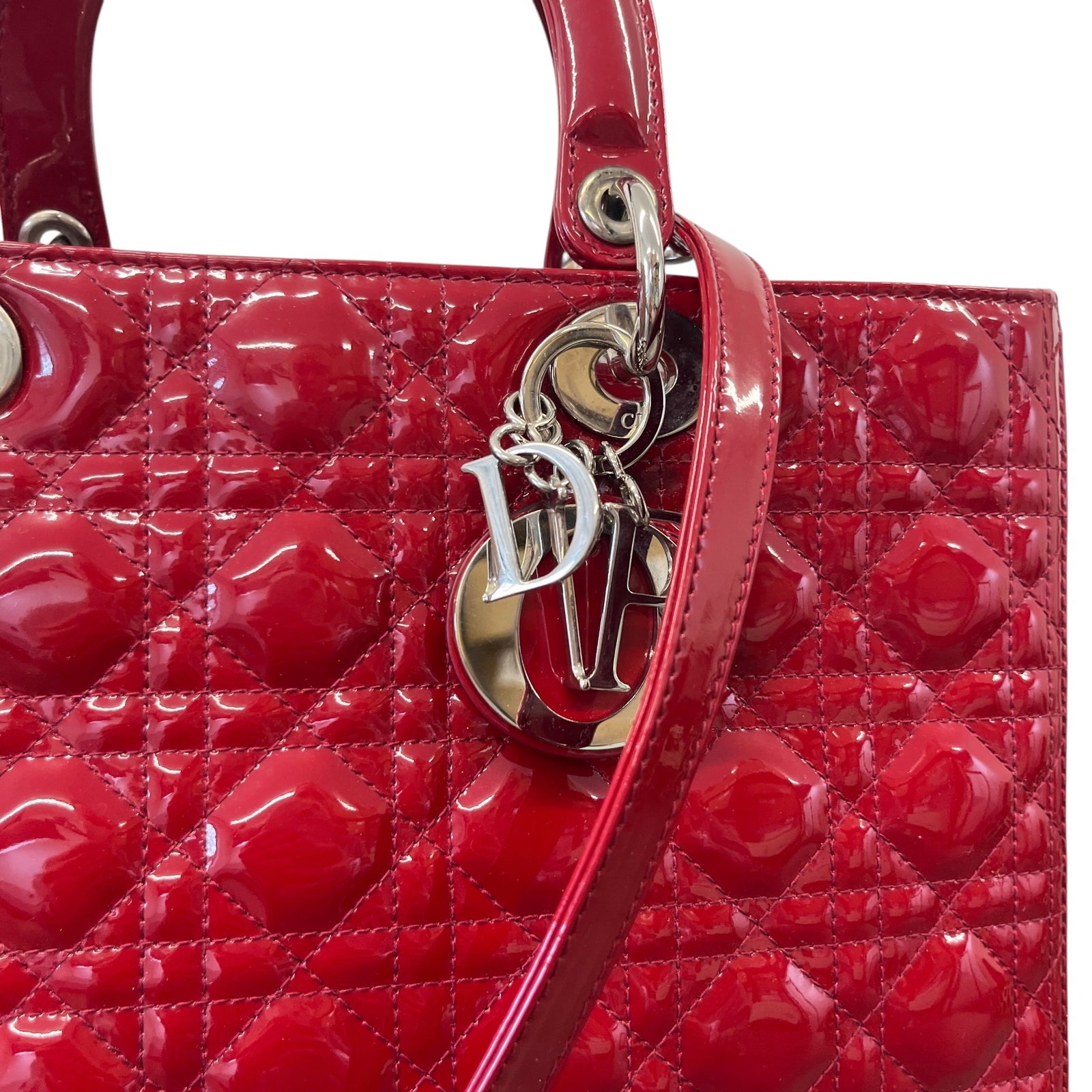 Women's Large Lady Dior Tote Bag Red - Photo 11