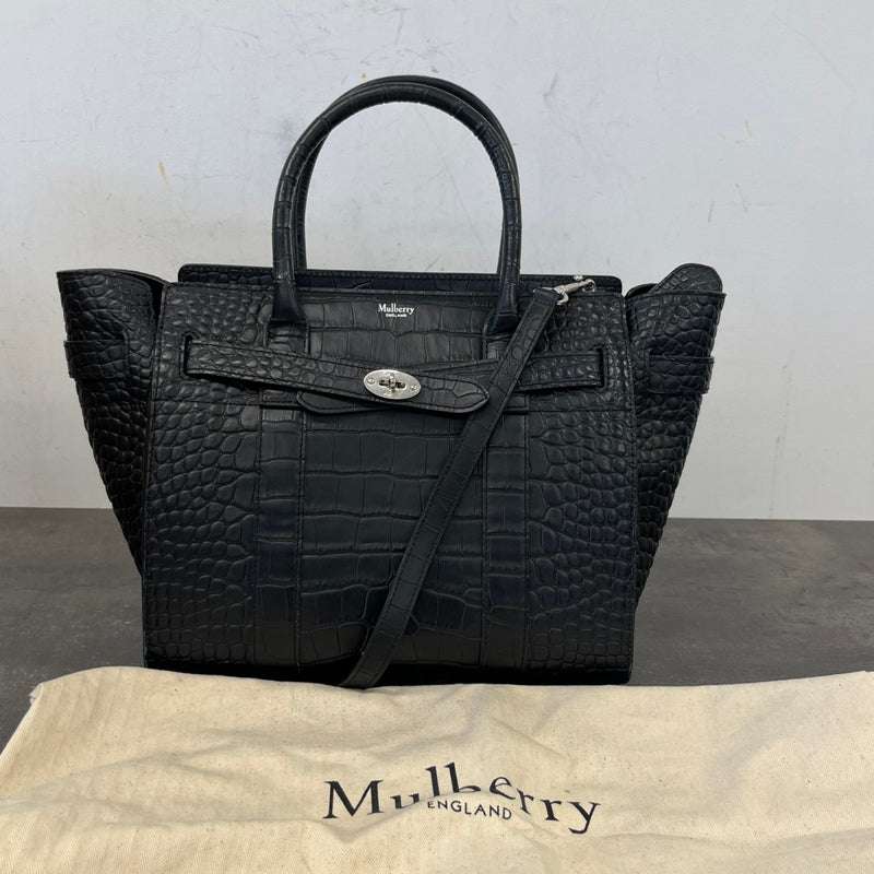 Women's Small Zipped Bayswater Croc Bag Black