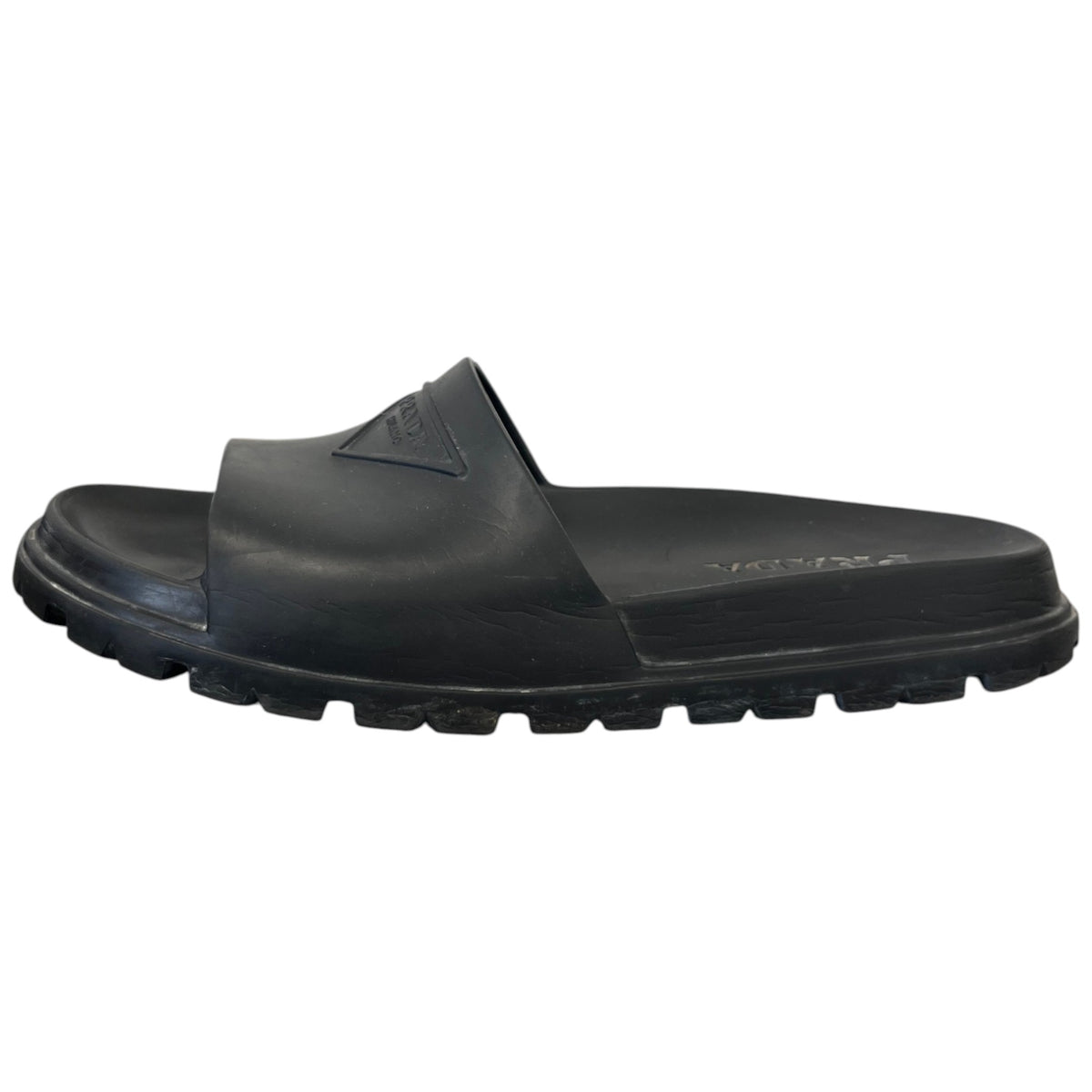 Men's Prada Triangle Logo Pool Slides Black Size UK 9 / EU 43 - Photo 5