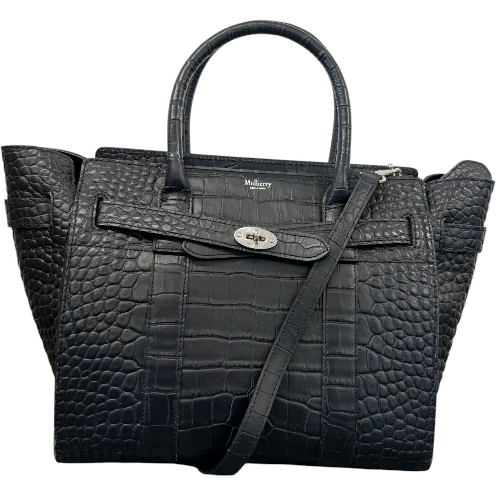 Women's Small Zipped Bayswater Croc Bag Black - Photo 1