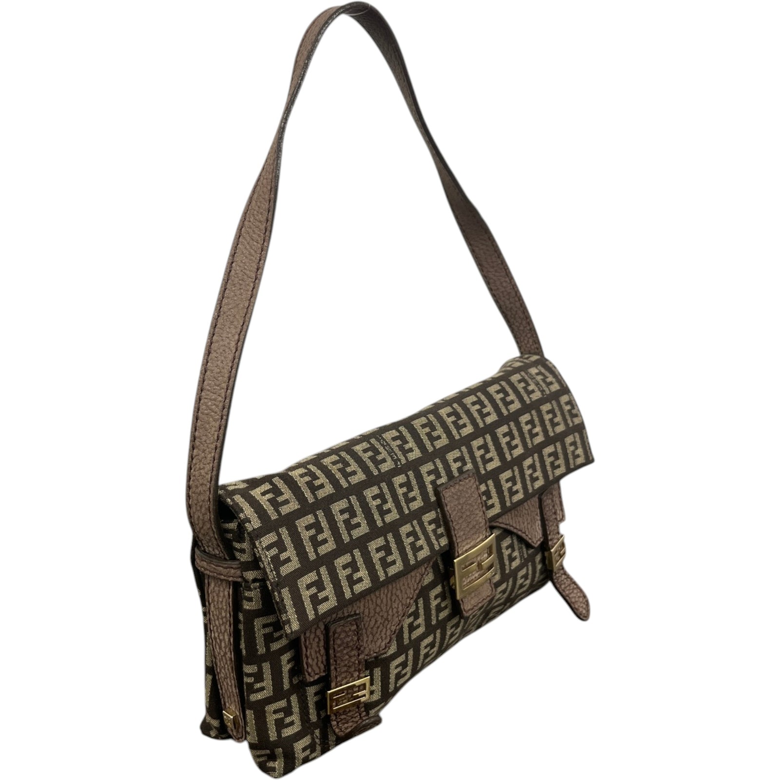 Women's Zucchino Canvas Baguette Handbag Brown - Photo 8