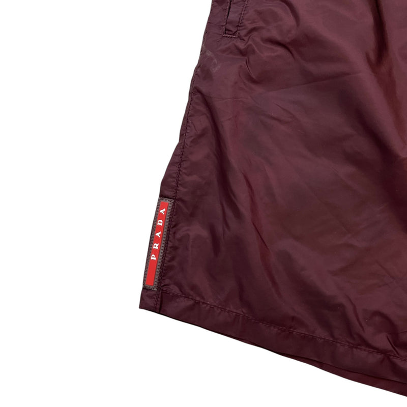 Men's Nylon Tab Logo Swim Shorts Burgundy Size XL / W36