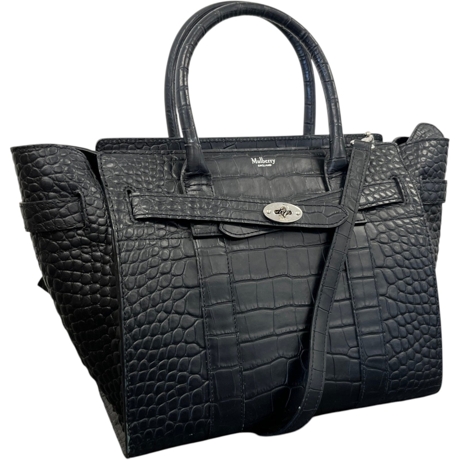 Women's Small Zipped Bayswater Croc Bag Black - Photo 4