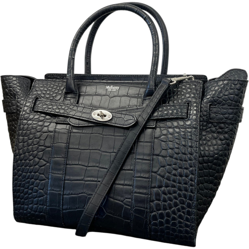 Women's Small Zipped Bayswater Croc Bag Black