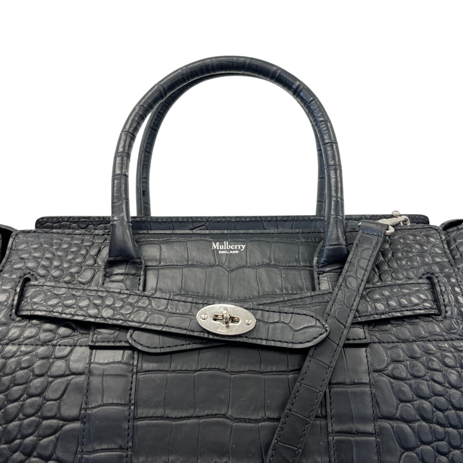 Women's Small Zipped Bayswater Croc Bag Black - Photo 12