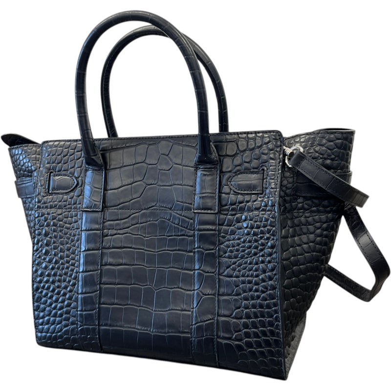 Women's Small Zipped Bayswater Croc Bag Black