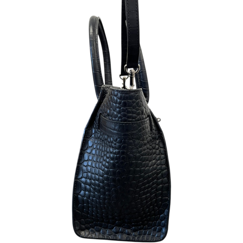 Women's Small Zipped Bayswater Croc Bag Black