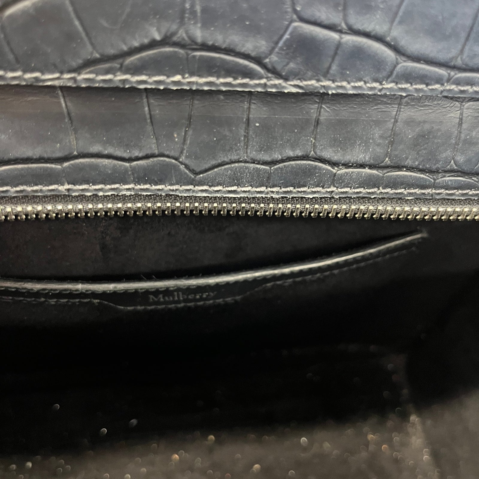 Women's Small Zipped Bayswater Croc Bag Black - Photo 10