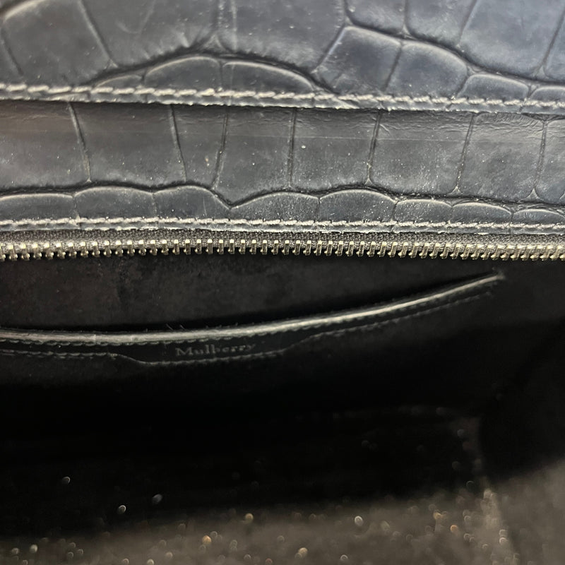 Women's Small Zipped Bayswater Croc Bag Black
