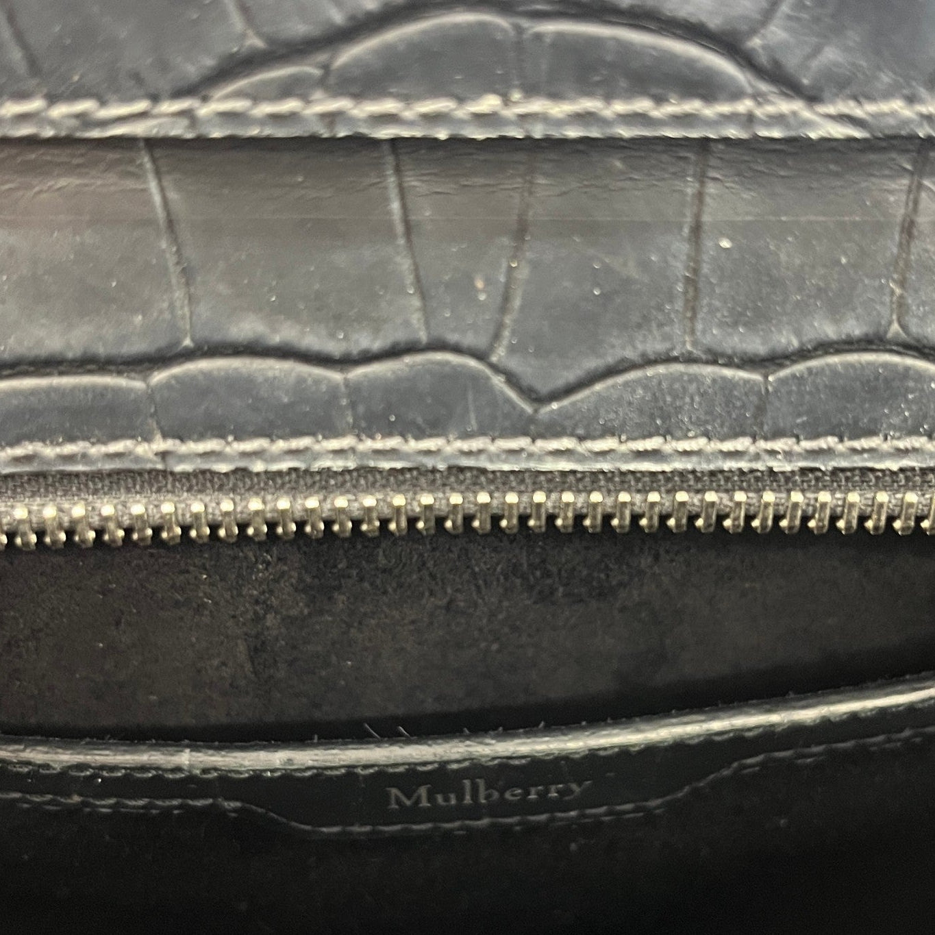 Women's Small Zipped Bayswater Croc Bag Black - Photo 11