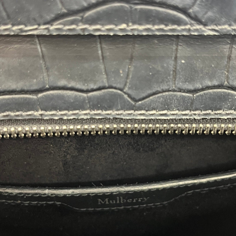 Women's Small Zipped Bayswater Croc Bag Black