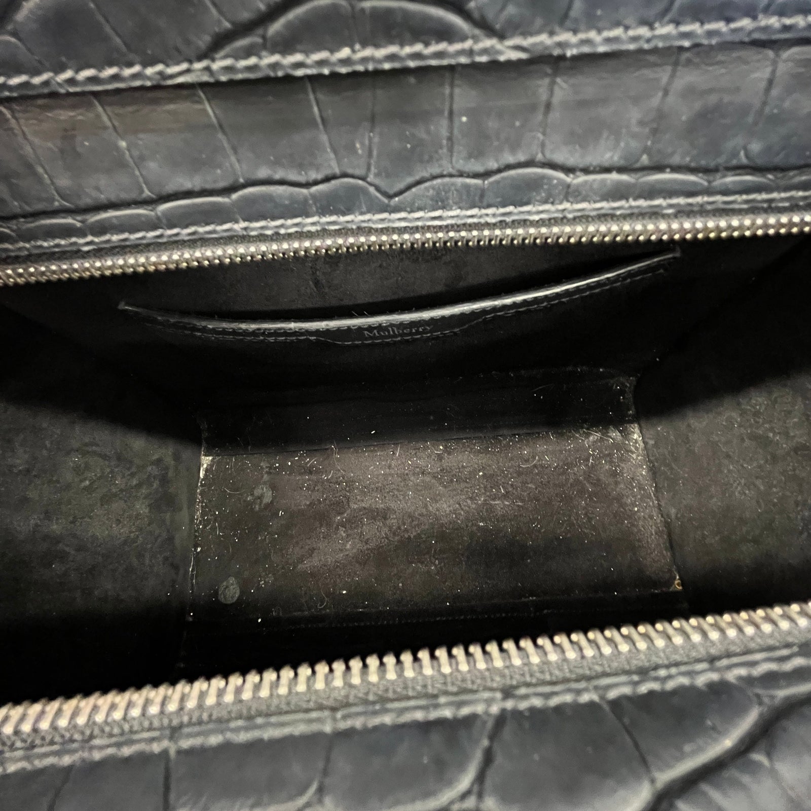 Women's Small Zipped Bayswater Croc Bag Black - Photo 14
