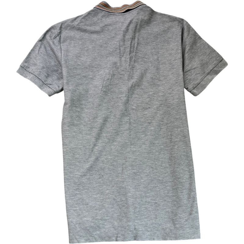 Men's Embroidered Logo Polo Shirt Grey Size M