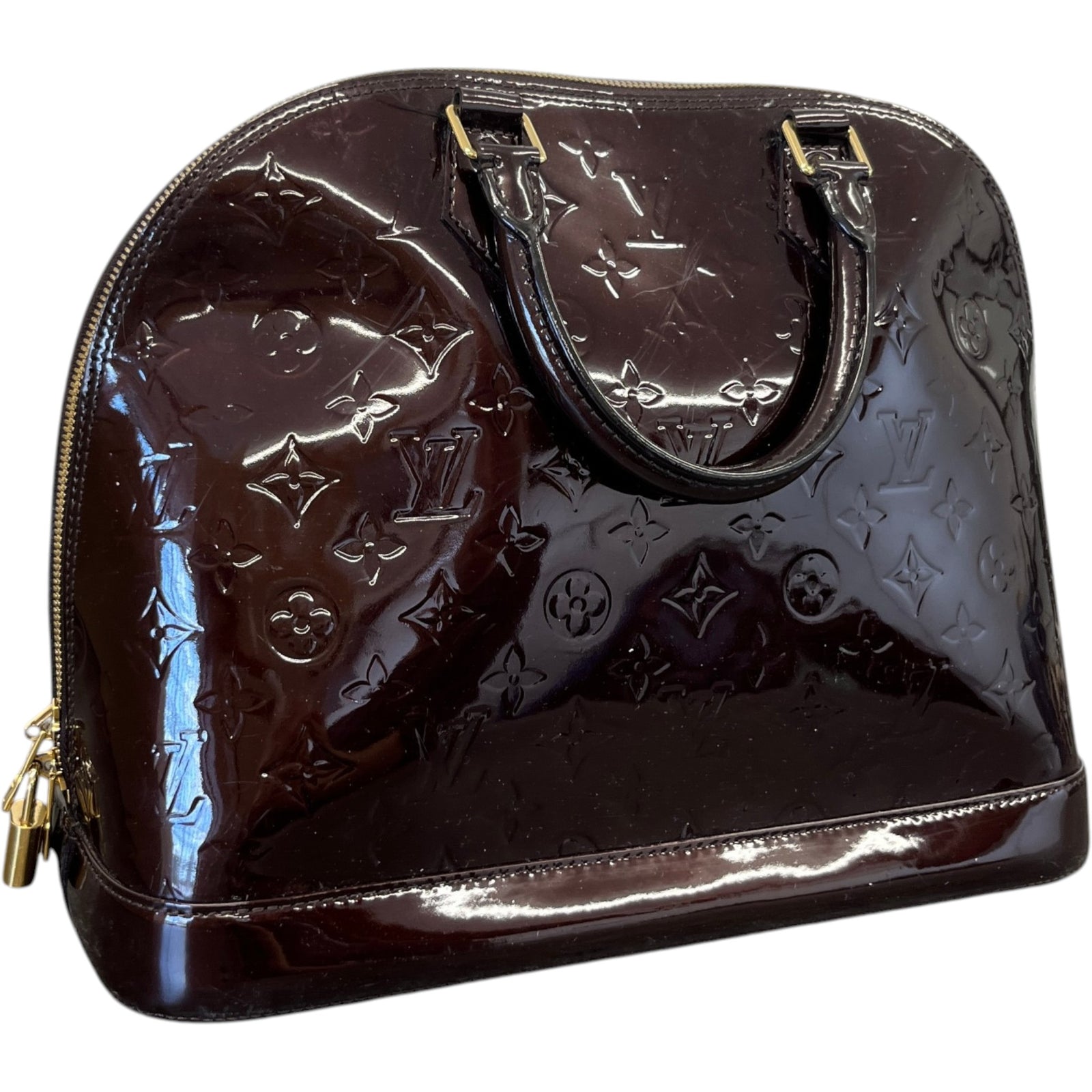Women's Monogram Vernis Alma Pm Handbag Brown - Photo 8