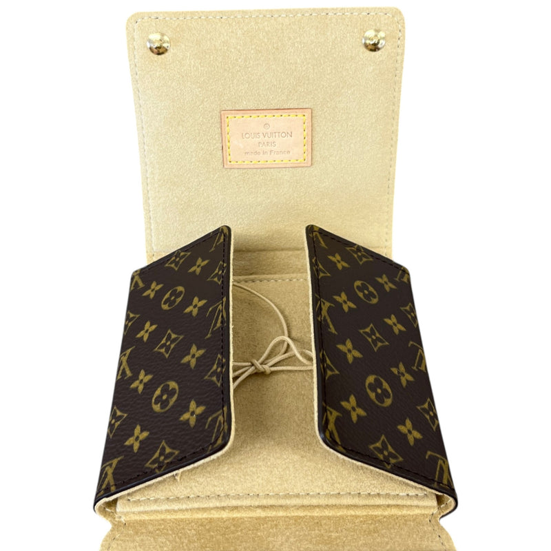 Women's Monogram Folding Jewellery Pouch Wallet Brown