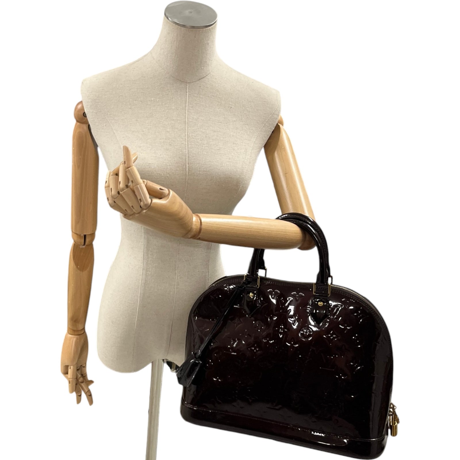 Women's Monogram Vernis Alma Pm Handbag Brown - Photo 2
