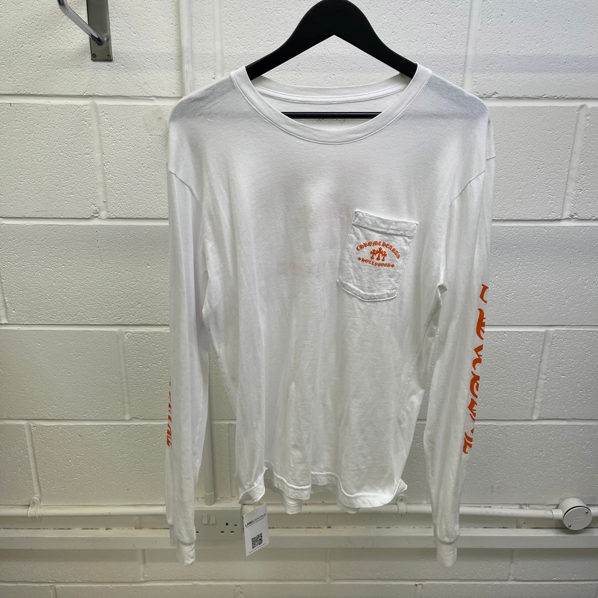Men's Logo Print Long Sleeve T-Shirt White Size L - Photo 7