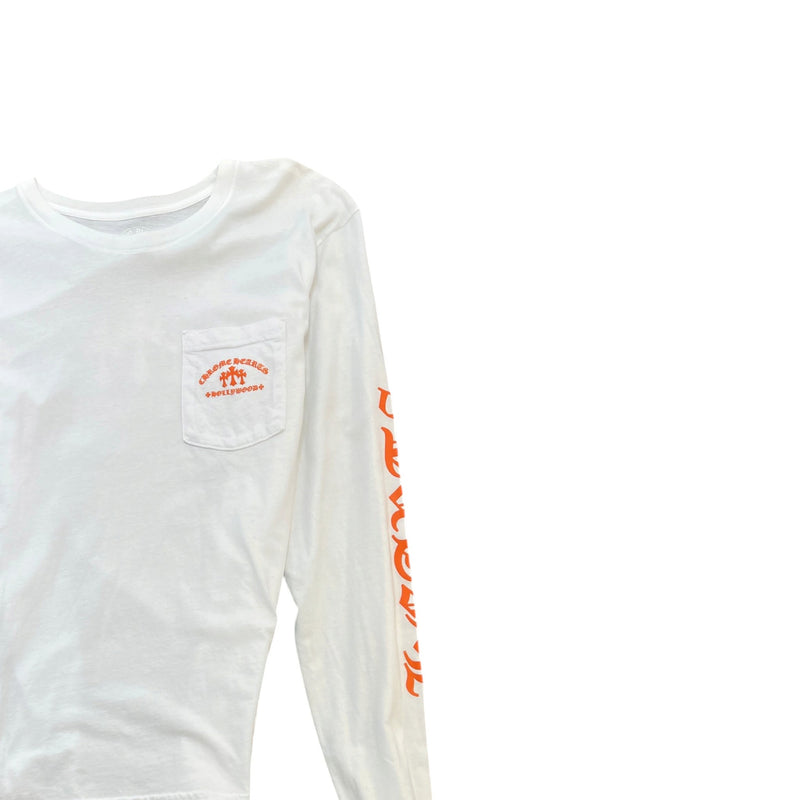 Men's Logo Print Long Sleeve T-Shirt White Size L