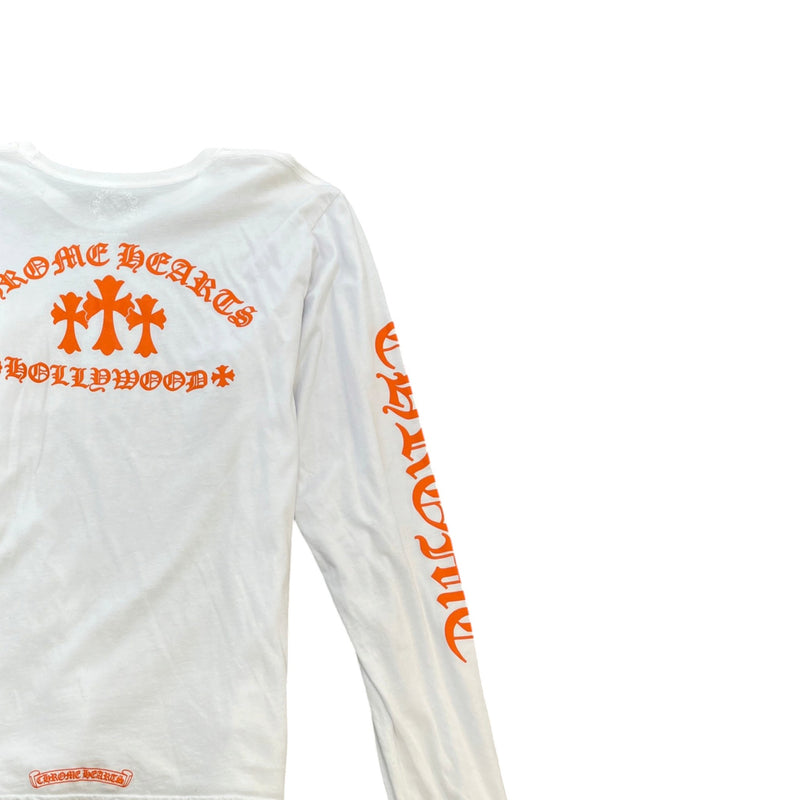 Men's Logo Print Long Sleeve T-Shirt White Size L