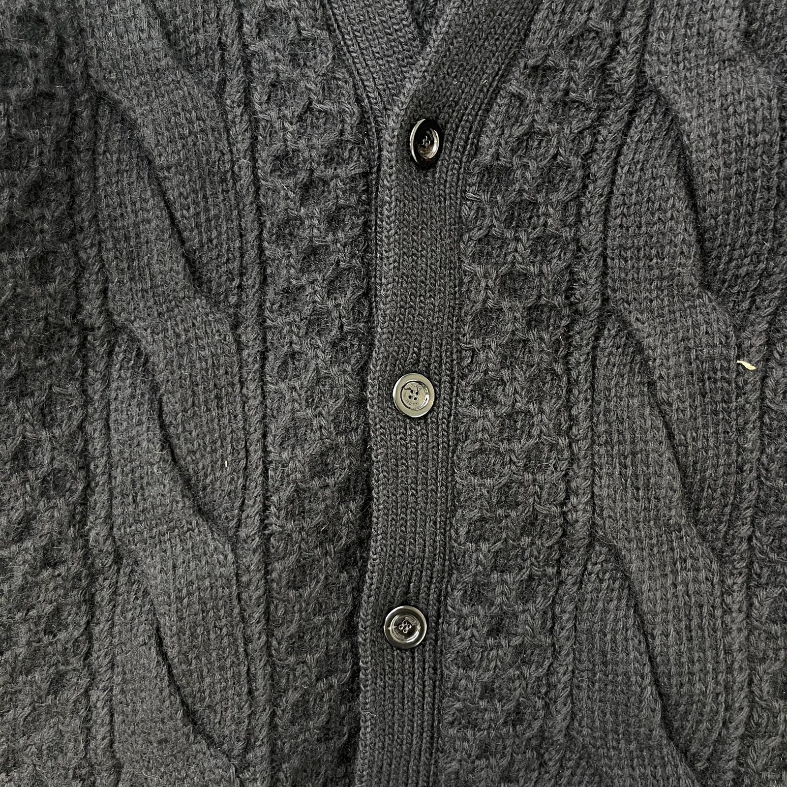 Men's Detachable-Sleeve Cable-Knit Cardigan Black Size M - Photo 7