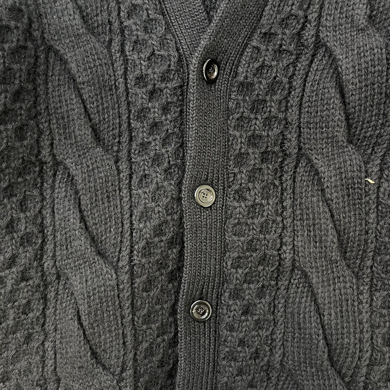 Men's Detachable-Sleeve Cable-Knit Cardigan Black Size M