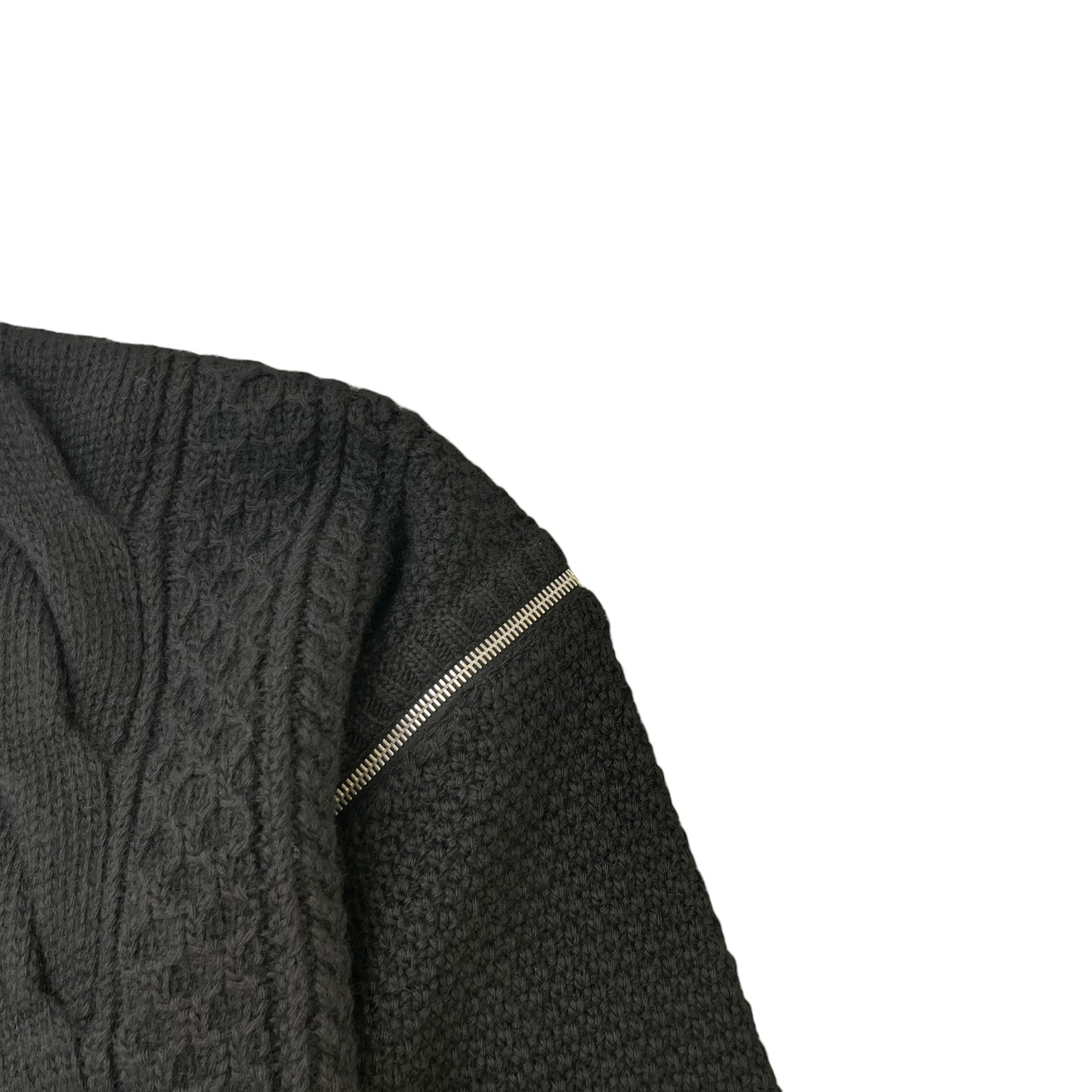 Men's Detachable-Sleeve Cable-Knit Cardigan Black Size M - Photo 5